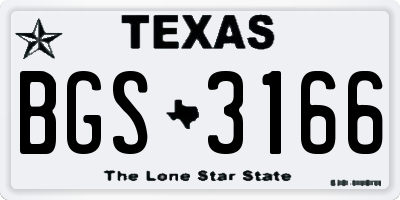 TX license plate BGS3166