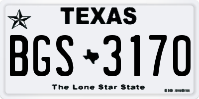 TX license plate BGS3170