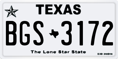 TX license plate BGS3172