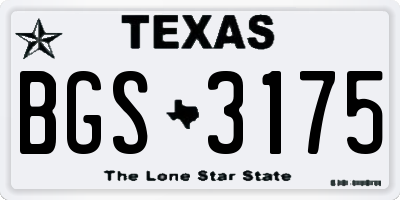 TX license plate BGS3175
