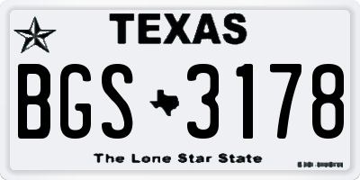 TX license plate BGS3178