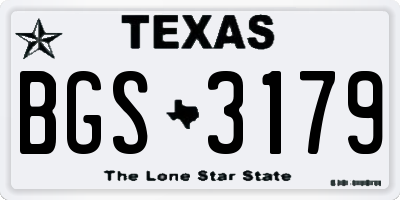 TX license plate BGS3179