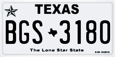TX license plate BGS3180