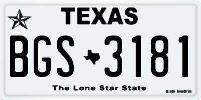 TX license plate BGS3181