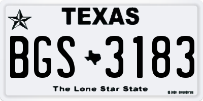 TX license plate BGS3183