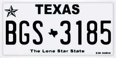 TX license plate BGS3185