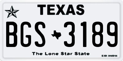 TX license plate BGS3189