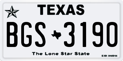 TX license plate BGS3190