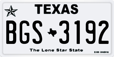 TX license plate BGS3192