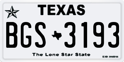 TX license plate BGS3193
