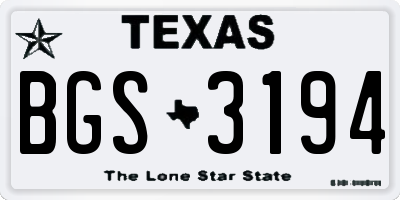 TX license plate BGS3194