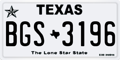 TX license plate BGS3196