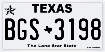 TX license plate BGS3198