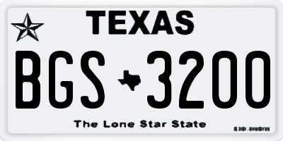 TX license plate BGS3200