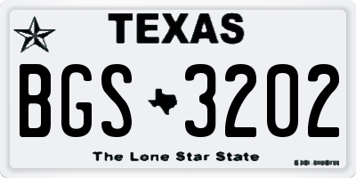 TX license plate BGS3202