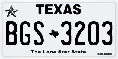 TX license plate BGS3203