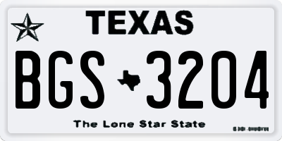 TX license plate BGS3204
