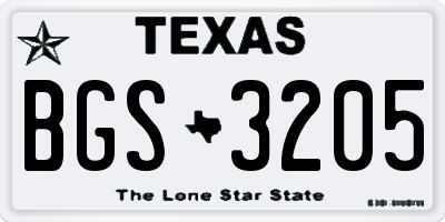 TX license plate BGS3205