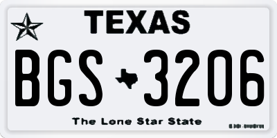 TX license plate BGS3206