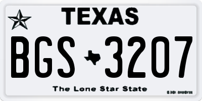 TX license plate BGS3207