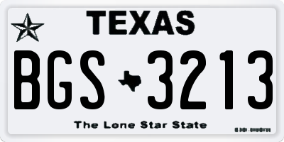 TX license plate BGS3213