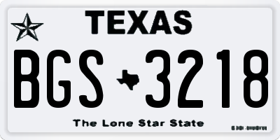 TX license plate BGS3218