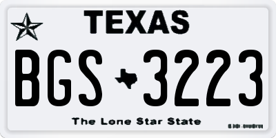 TX license plate BGS3223