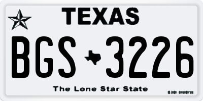 TX license plate BGS3226