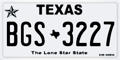 TX license plate BGS3227