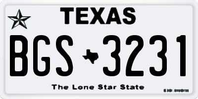TX license plate BGS3231