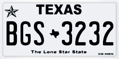 TX license plate BGS3232