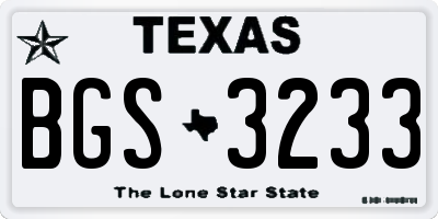 TX license plate BGS3233