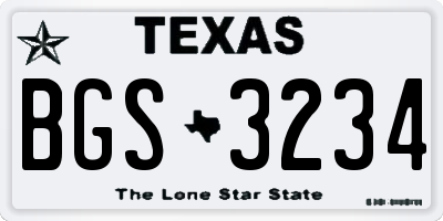 TX license plate BGS3234