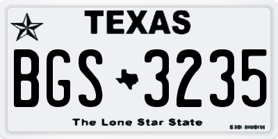 TX license plate BGS3235