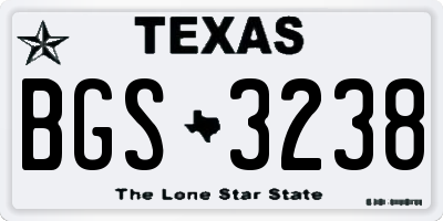 TX license plate BGS3238