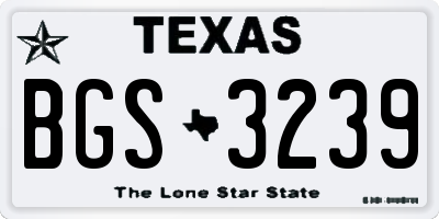 TX license plate BGS3239