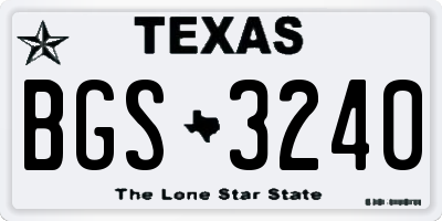 TX license plate BGS3240