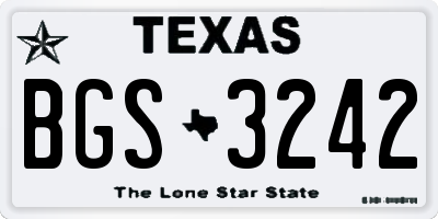 TX license plate BGS3242