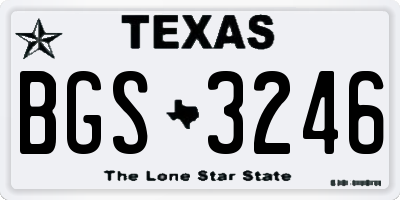 TX license plate BGS3246