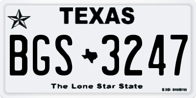 TX license plate BGS3247
