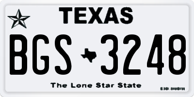 TX license plate BGS3248