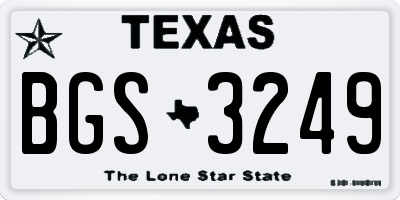 TX license plate BGS3249
