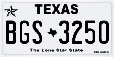 TX license plate BGS3250