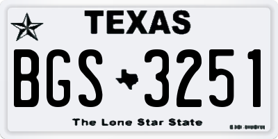 TX license plate BGS3251
