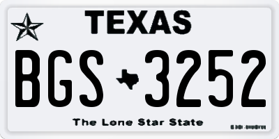 TX license plate BGS3252