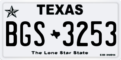 TX license plate BGS3253