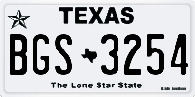 TX license plate BGS3254