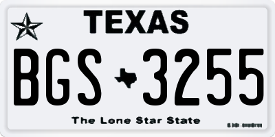 TX license plate BGS3255