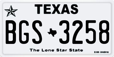 TX license plate BGS3258