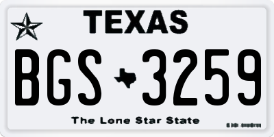 TX license plate BGS3259